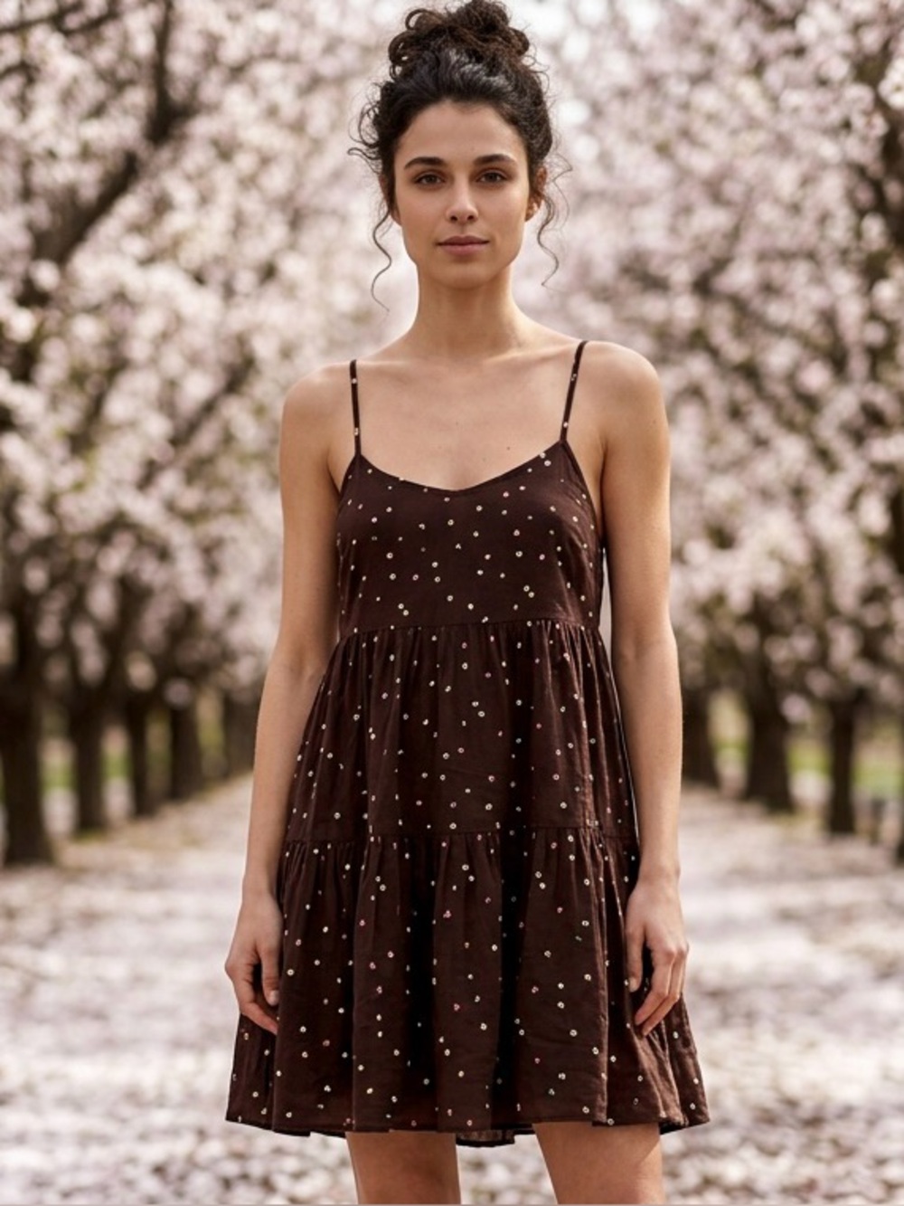 Anthropology Cloth&Stone Brown Knit Polka Dot Printed Summer Cool 
GirlHood-XS